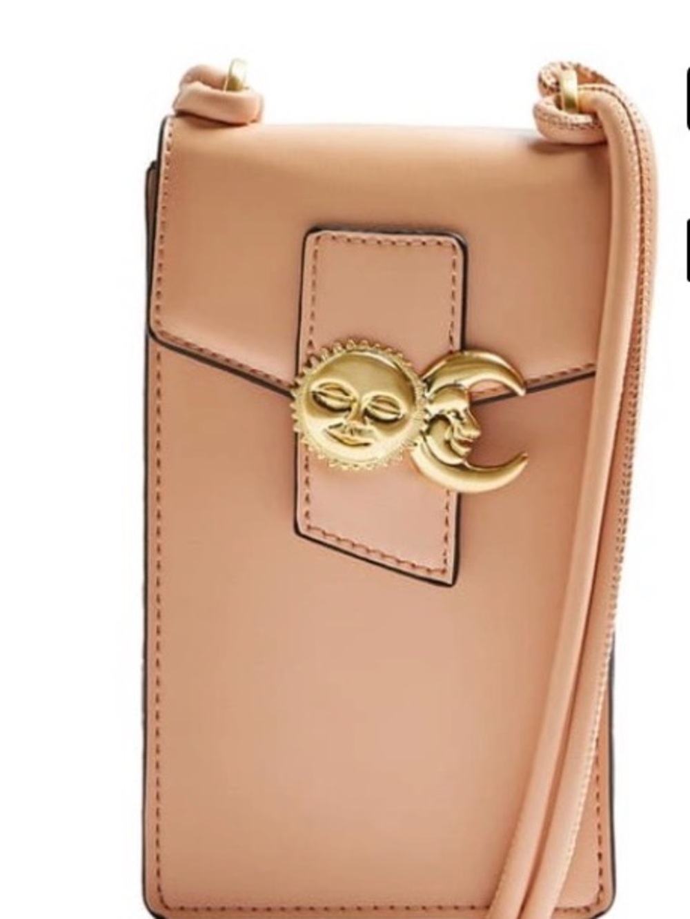 Topshop Peach Crossbody Bag with Sun & Moon Gold Hardware